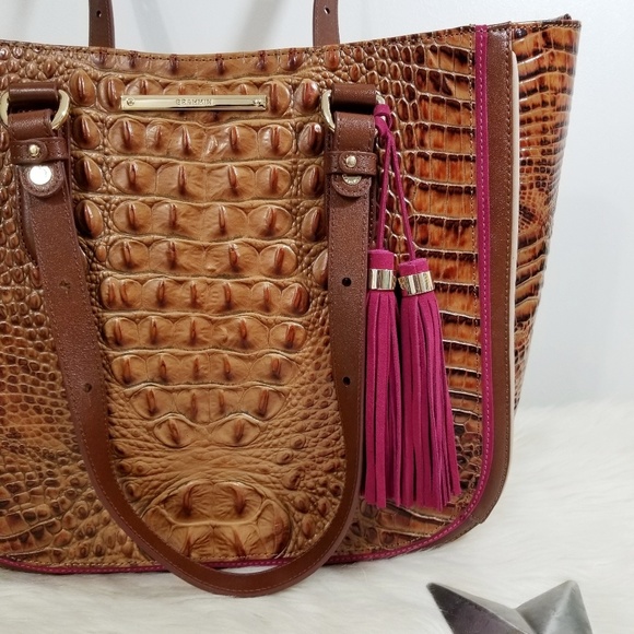SOLD Brahmin Medium Lena Tote Toasted Almond Hayes - Picture 3 of 7
